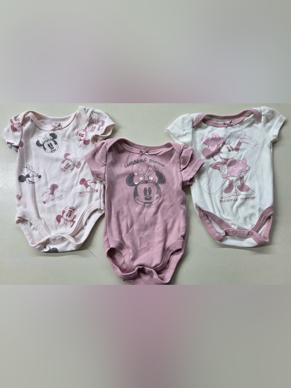 Disney Minnie Mouse Mauve/Pink One-Piece Bodysuits